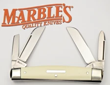 1990's MARBLES by Olbertz Solingen Germany - Congress Knife - White Handles