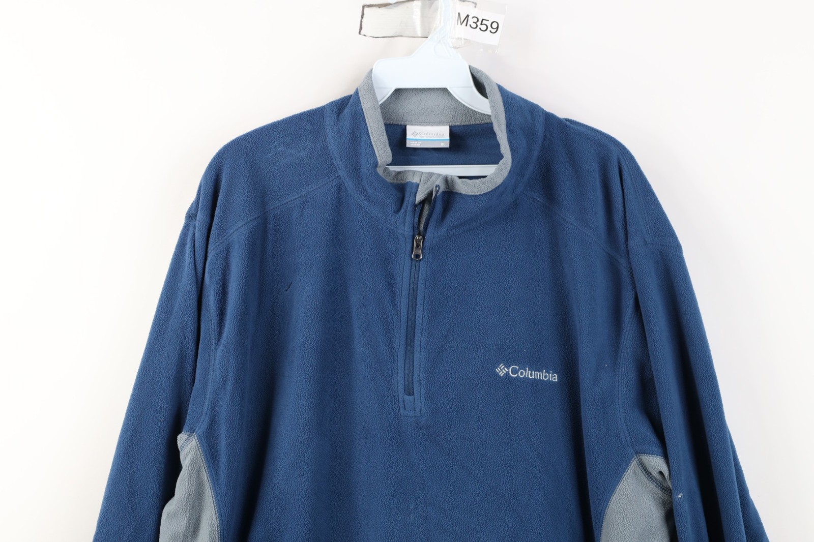 Vtg Y2K Columbia Mens XL Distressed Lightweight Fleece 1/4 Half Zip Sweater Blue thumbnail 2
