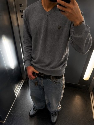 Vintage Chaps Ralph Lauren Sweater Grey Y2K Old Money Knitwear