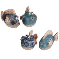 Kleine Fische Keramikdeko Blau Maritim 6-9Cm 4Er Set, 4 StüCk