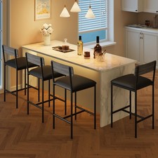 Bar Stools Set of 4, Kitchen Bar Stools with Footrest, 25.5 Inches Upholstere...