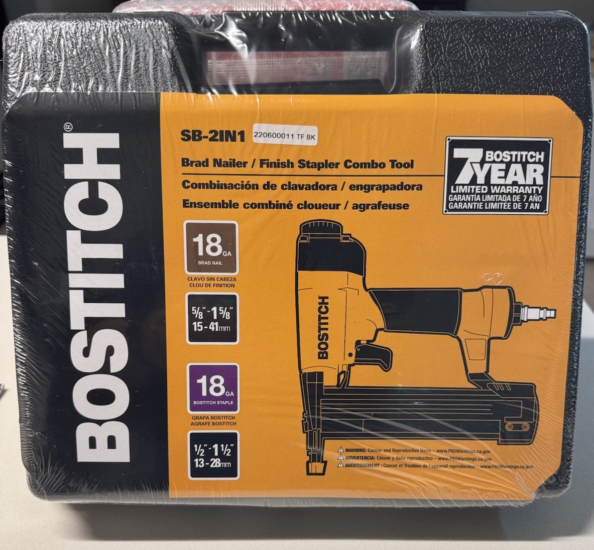 BOSTITCH SB-2IN1 2-in-1 Narrow Crown Stapler & 18-Gauge Brad Nailer – Combo Tool With Case, Nails & Staples Included