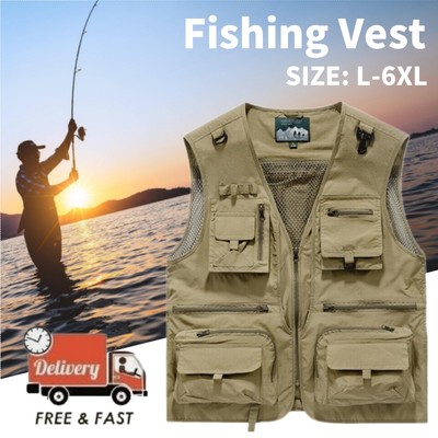 Men's Multi Pocket Fishing Vesr Quick Drying Photography Multifunctional Tops