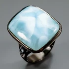 Handmade 13 ct+ Natural Larimar Ring 925 Sterling Silver Size 8 /R470369