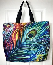 (NWOT)Reusable Shopping Bag Reusable Bag Reusable Tote Lightweight Peacock Large