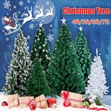 4/5/6/7FT Artificial Holiday Christmas Tree with LED Lights/Pre-Lit/Snowy Decor