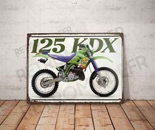 Vintage Blechschild Kawasaki 125 KDX Schild Garage Dekoration Motorrad Deko