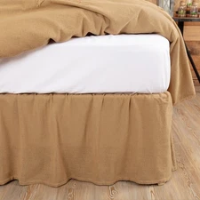 Farmhouse Twin Bed Skirt Tan Gathered Burlap Natural Bedroom Decor VHC Brands