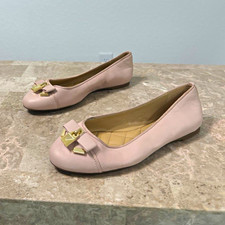 Women's Pink Solid Ballet Flats Slip-On Round Toe with Bow Accent