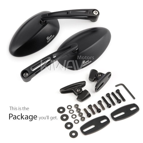 KiWAV Oval Black Fairing Mirrors With Black Adapter For Honda VFR 750F 90-97 - Picture 8 of 9