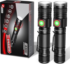 2 packs LED Flashlights Rechargeable USB 2000 High Lumens Water Resistant