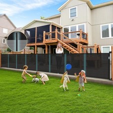 42  x 236  Extra Wide Black Retractable Baby Pet Gate Reinforced Support Rods