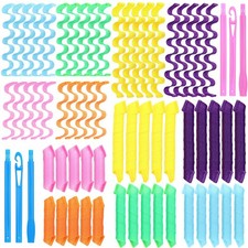 60 Pcs Heatless Wave Curlers No Heat Hair Curlers Rollers Spiral Styling Kit ...