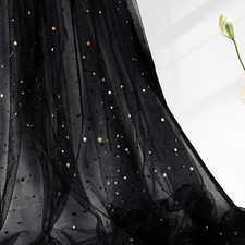 Black Glitter Tulle Fabric Rolls 54 Inch Wide by 3 Yard Star Moon Sequin Tulle R