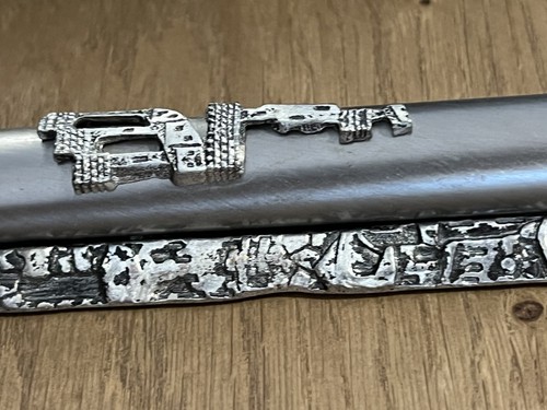 Metall 6,5" Mezuzah Etui mit geprägten Bildern von Jerusalem, Shin Dalet Yud - Bild 2 von 7