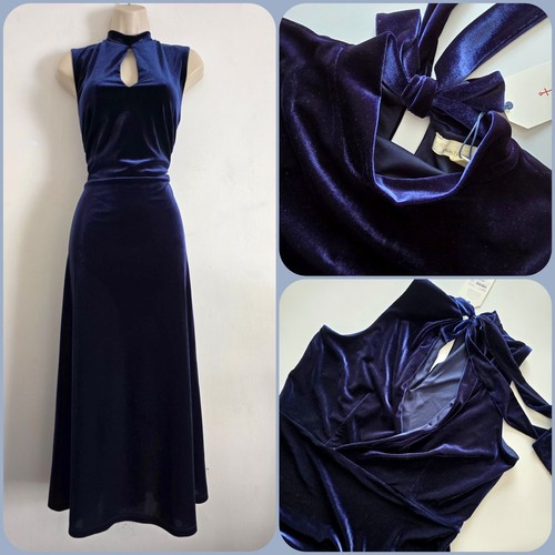 Seasalt Size 18 RRP £86 BNWT Navy Velvet Sleeveless High Neck Midi Elegant Dress - Picture 24 of 24