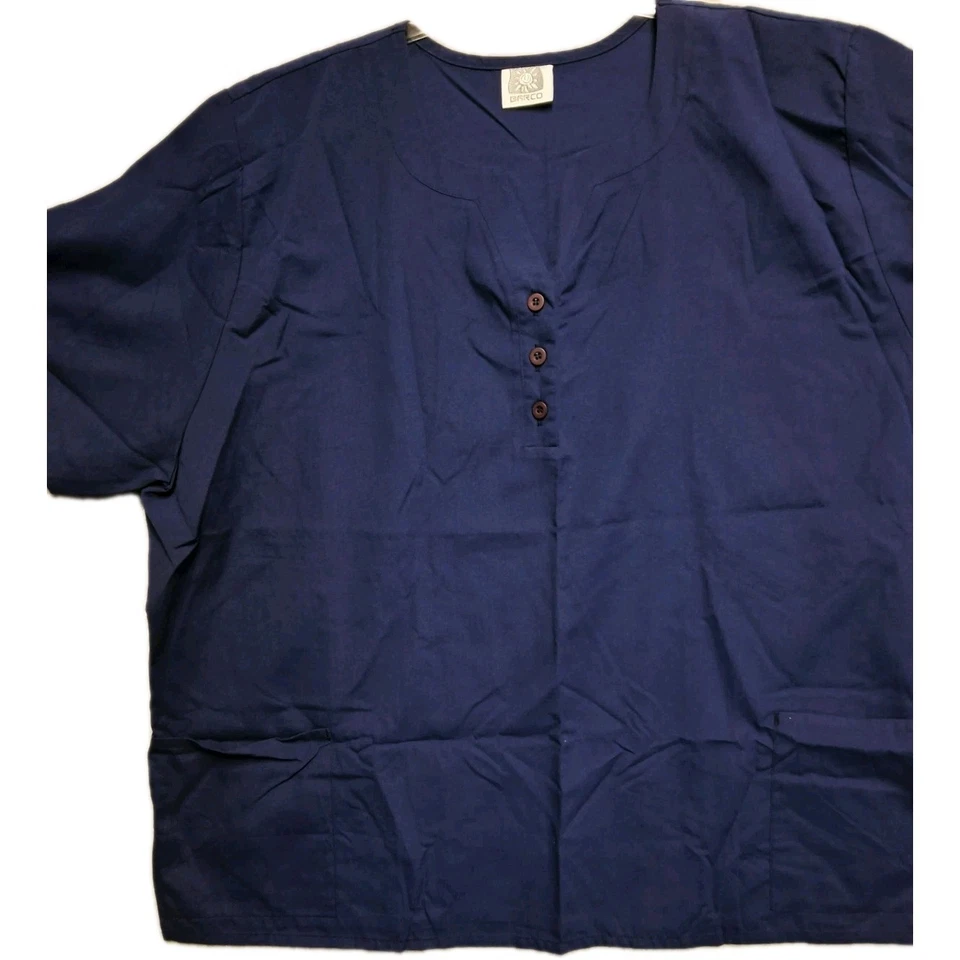 Blusa Médica Barco 3XL Azul Marino Botón Bolsillos Frontales Ropa de Trabajo Minimalista Nueva con Etiquetas Foto 3 de 4