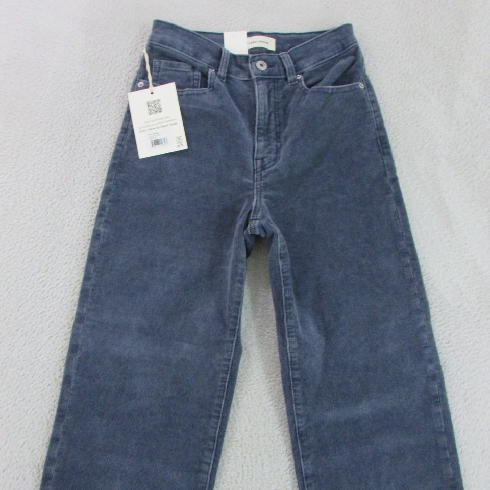 Outland Zoe Corduroy Pants Womens Size W26 L28 Blue Charcoal High Straight Crop