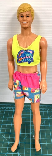 Vintage Mattel Barbie Ken Doll Body Neon Fish Outfit Shorts Beach 1968 1983