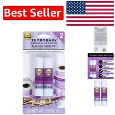 Clear Temporary Fabric Glue Sticks 0.28oz 2-Pack - Effortless Crafting Solution