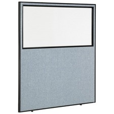 60-1/4"W x 72"H Office Partition Panel with Partial Window Blue