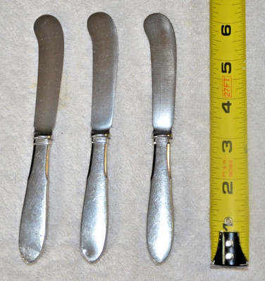 qty 3 Vintage Georg Jensen Butter Knives, Mitra Pattern,  Denmark