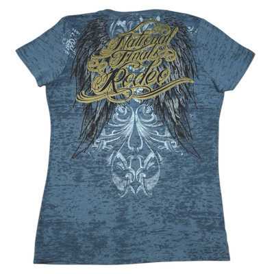 Wrangler NFR Pro Rodeo T Shirt Angel Wings Y2K Affliction Style Womens 2XL PRCA