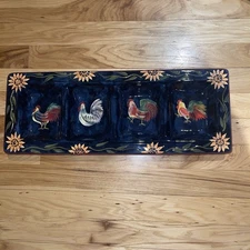 VTG Certified International Susan Winget Sunrise Rooster 4 Part Relish Tray 19x7