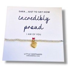 So Proud Of You Encouragement Bracelet, Charm, Well Done, Good Luck GOLD HEART