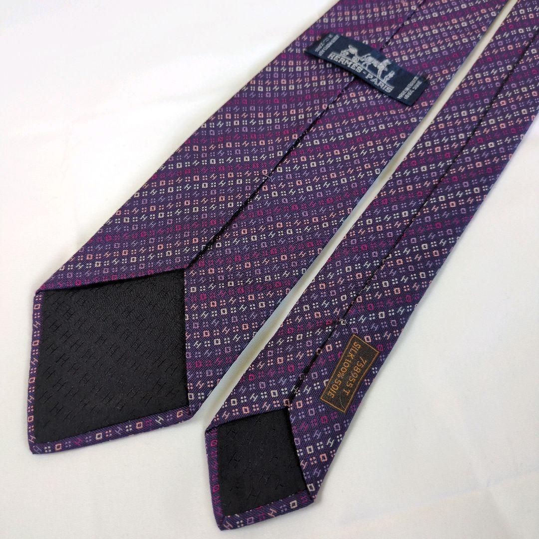 condition  tie purple micro H pattern jacquard Fr… - image 7