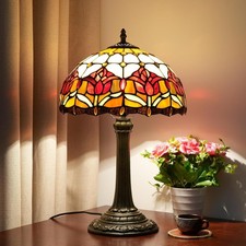 Red Tulip Tiffany Style Stained Glass Table Lamp Bed Room Bedside Reading Desk L