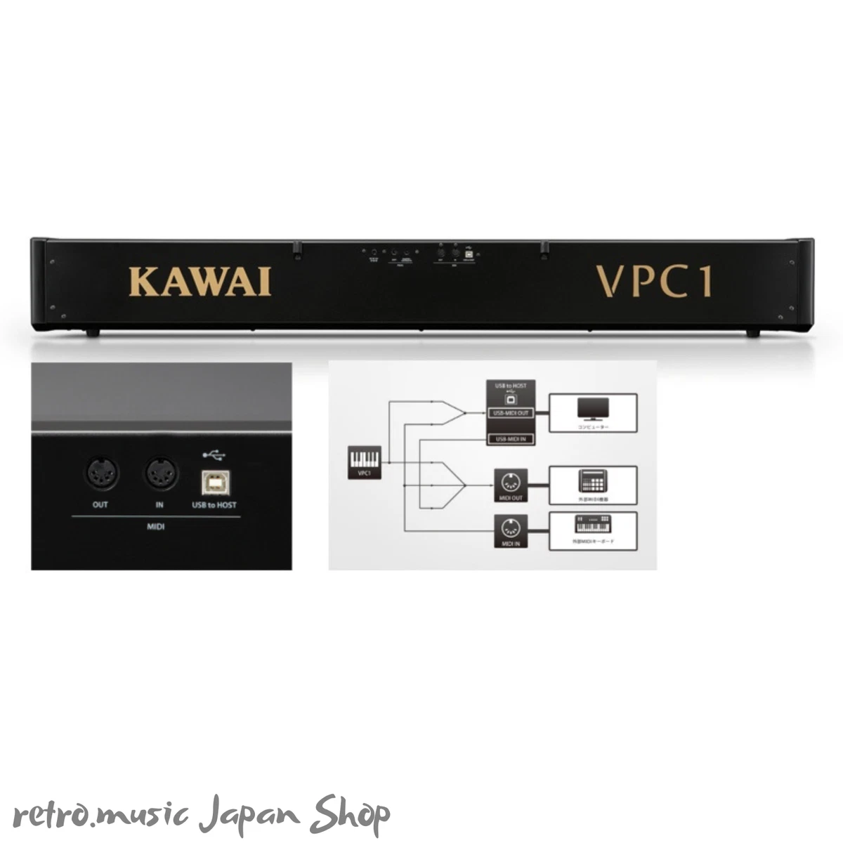 Kawai VPC1 88-Key Tecla de Madera Acción Piano Virtual USB MIDI Teclado Contr...