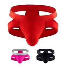 Breathable Mens Quick Dry Thong Underpants Color Matching Pouch Design