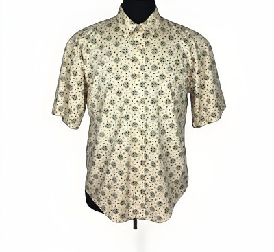 Supreme Casual Adult Men's 100% cotton Short Sleeve Button Down Geo Shirt|Size:M