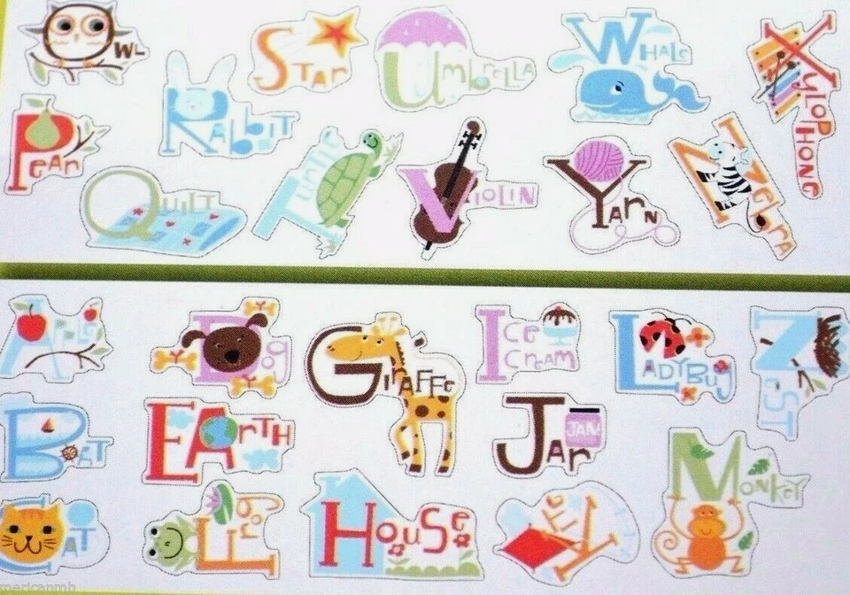 2X 26 pegatinas de pared reutilizables con letras del alfabeto amigos animales Foto 2 de 4