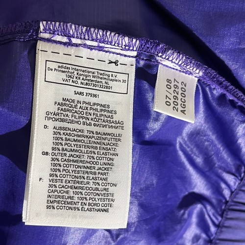 Veste Adidas homme à manches longues à capuche style coupe-vent logo à fermeture éclair complète taille S - Photo 8/14