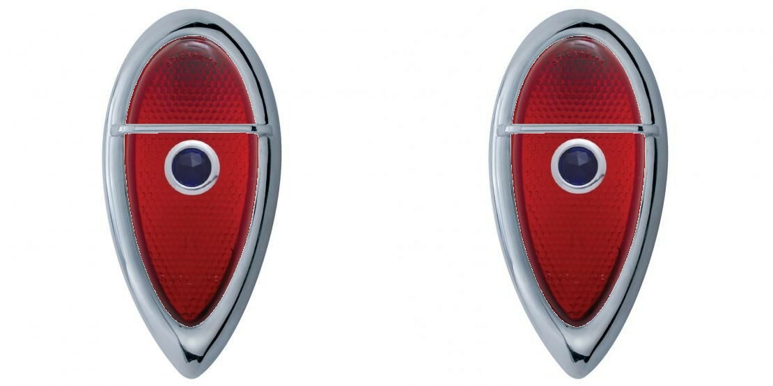 Ford Hot Rat Rod Custom Truck Tear Drop Tail Light Blue Dot Lenses Zephyr Bezels