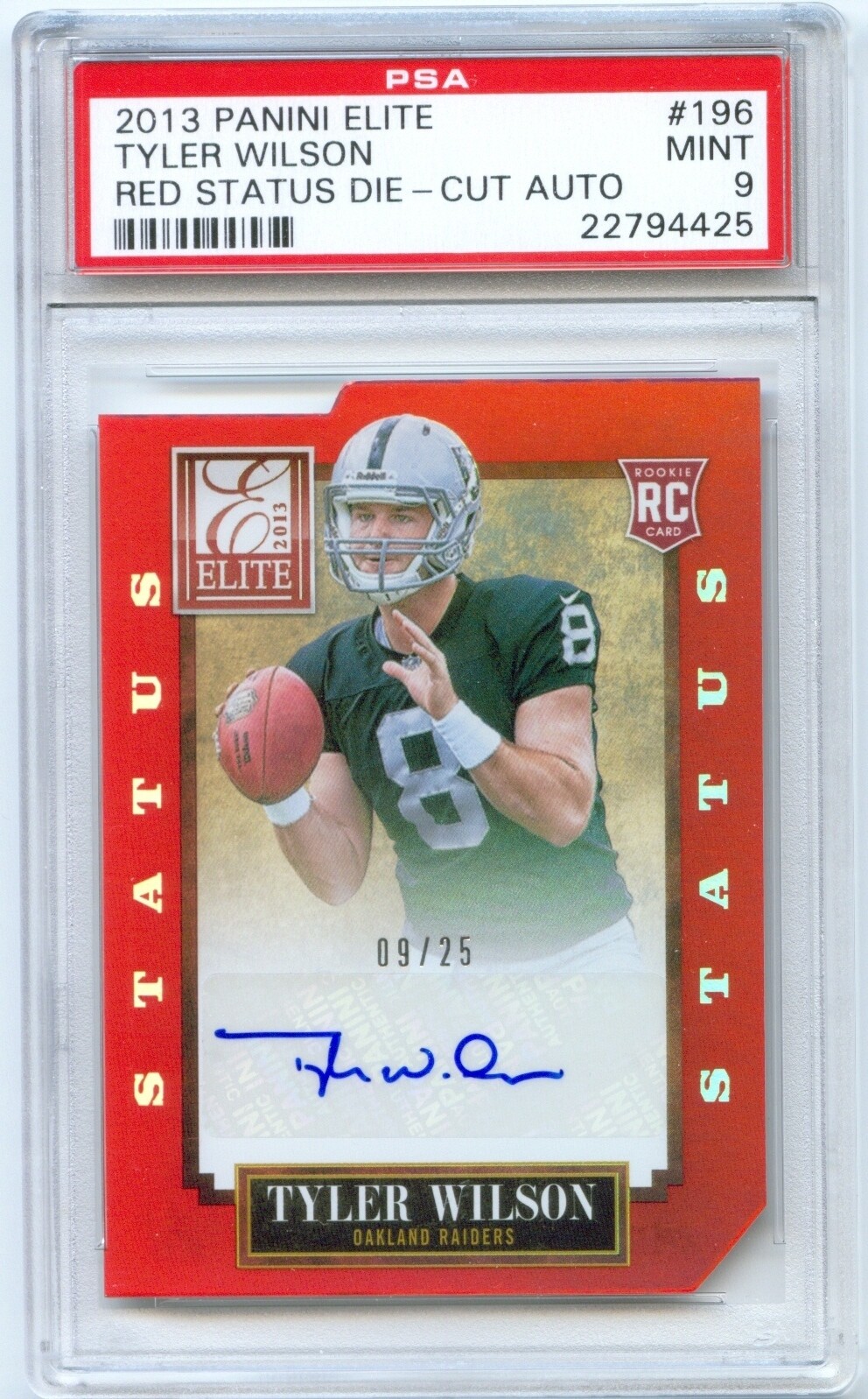 Tyler Wilson Panini Elite #196 Red Status Die-Cut Autograph