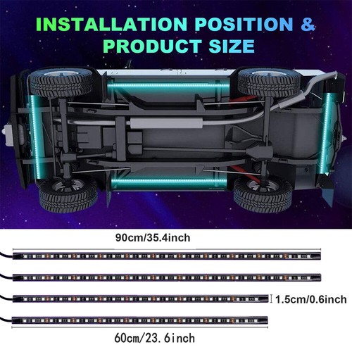 RGB LED Strip Under Car Tube Underglow Underbody System Neon Light Kit - Picture 5 of 15