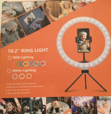 Ueggogo Desktop Ring Light 10.2  with Tripod.  white Lighting