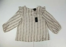 NWT W5  Women’s Sheer Multi-colored Top Blouse Shirt Size Large Ruffle!