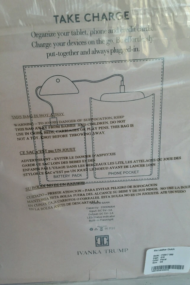 NUEVO CON ETIQUETAS Ivanka Trump RIO CUERO FLORAL Tablet Cubierta/Cartera de mano con juego de cargador NUEVO Foto 3 de 3