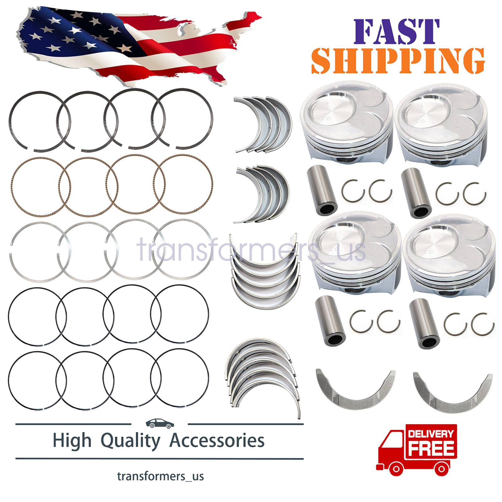 Main Rod Bearing & Piston & Rings For 20142016 Hyundai Kia Soul Forte 2.0L eBay