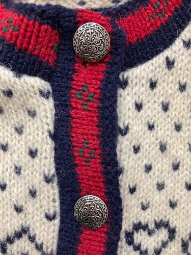 L.L. BEAN VINTAGE SNOWFLAKE FAIR ISLE 100% WOOL CARDIGAN SWEATER, WOMEN'S M - Picture 3 of 4