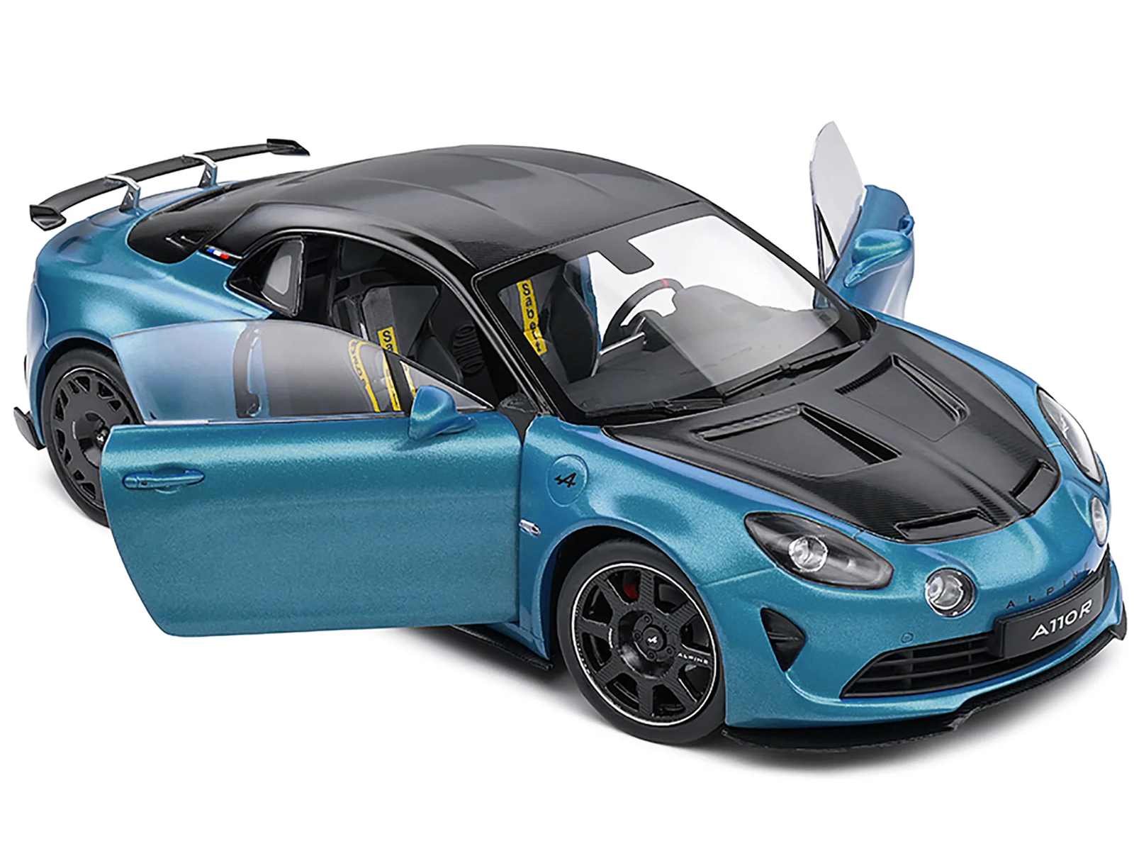 2023 Alpine A100 Radicale Blue Metallic with Carbon Hood 1/18 Diecast Model Car