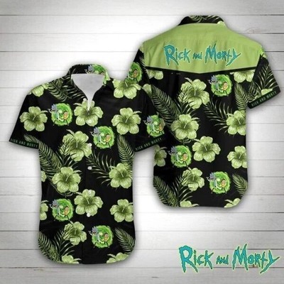 Rick And Morty Hawaiian Button Down Shirt Unisex Adults S-5xl New