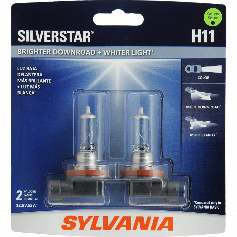 Luz de cabeça Sylvania Silverstar H11 55W duas lâmpadas feixe baixo atualização de substituição - Imagem 2 de 4