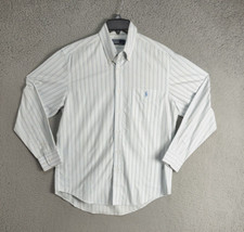 POLO Ralph Lauren Shirt Large 15 1/2 33 White Striped Button Long Sleeve Mens