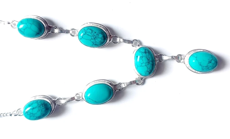 Santa Rosa Türkis Edelstein 925 Sterling Silber Handarbeit Schmuck Halskette - Bild 4 von 4