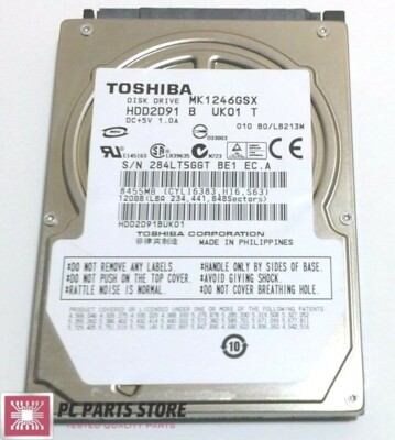 Toshiba 120GB 2.5'' MK1246GSX HDD2D91 B UK01 T G002217A PCB PARTS REPAIR 